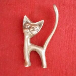Cat Figurine Solid Vintage Brass Decor